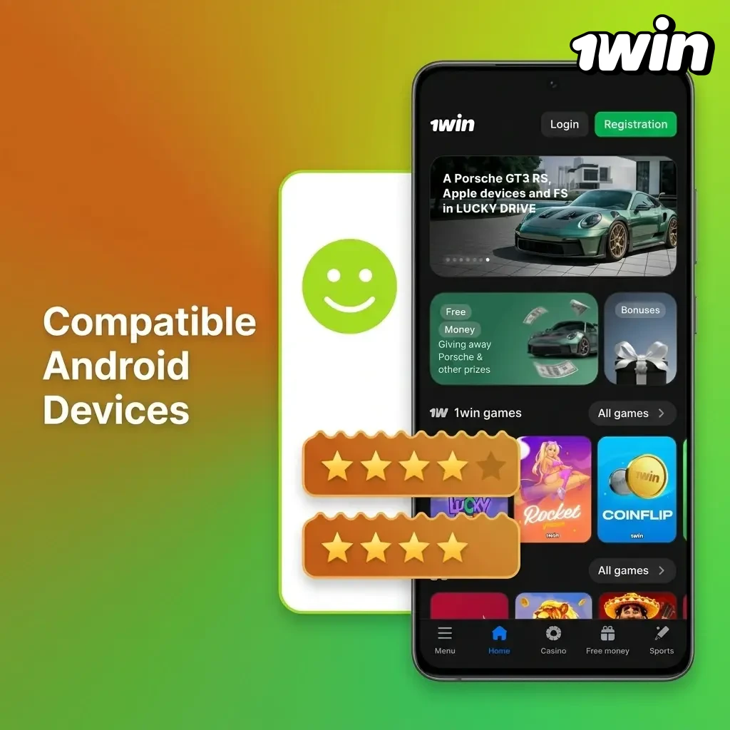 Compatible Android devices for 1win app in Canada including Samsung, Google Pixel, OnePlus, and more