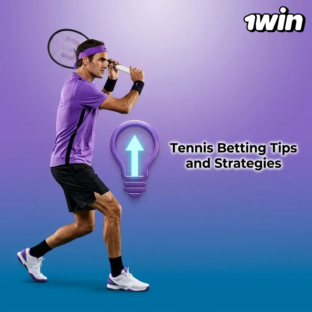 Tennis betting tips showing surface types, head-to-head stats, live betting strategies, and player fatigue factors at 1win