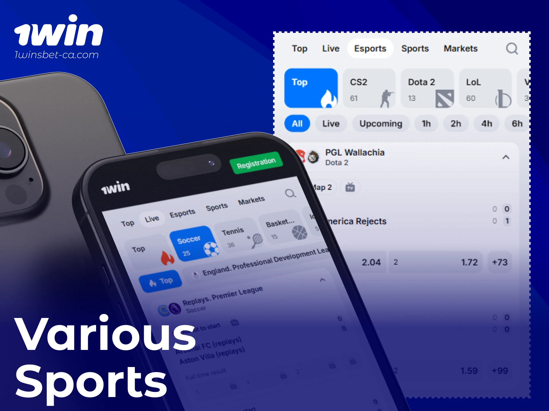 Explore various sports markets available within the 1win App.