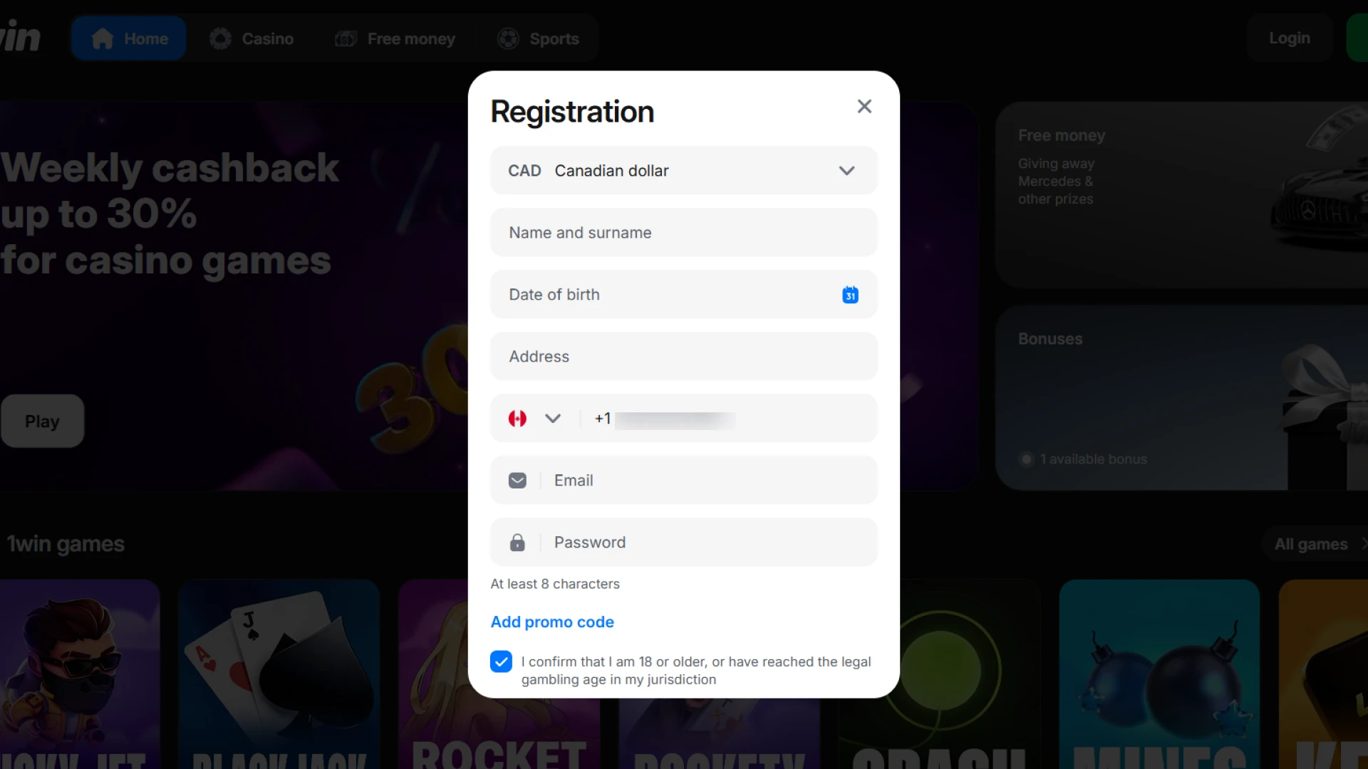 Register your 1win profile to start sports betting and online casino.