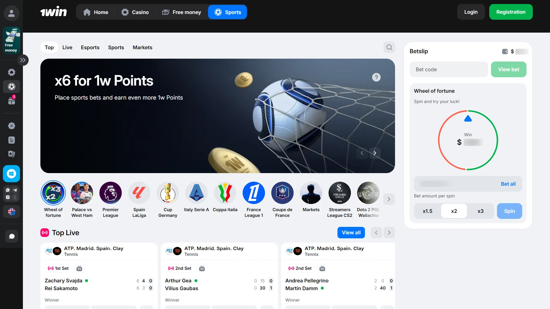 Make predictions at 1win sports betting and join the online casino.