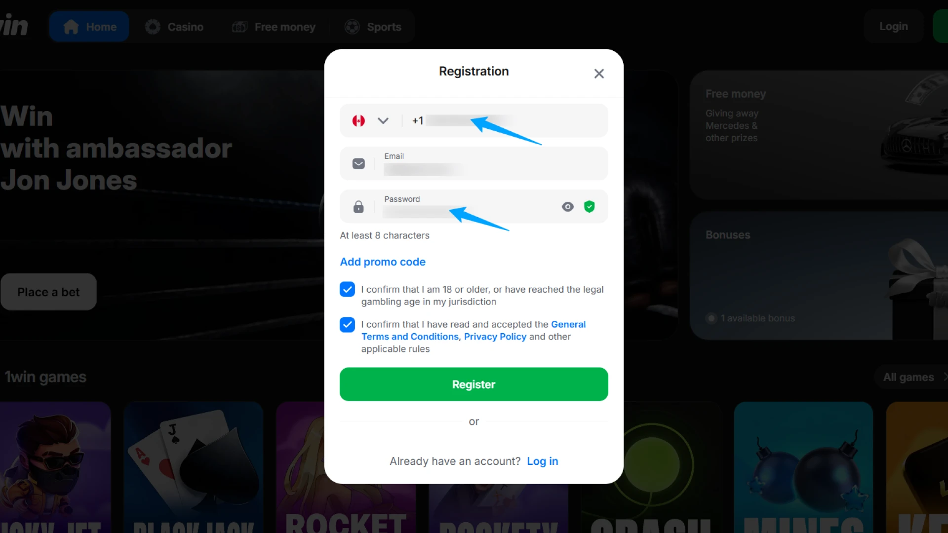 Create a secure 1win registration password to safeguard your login.