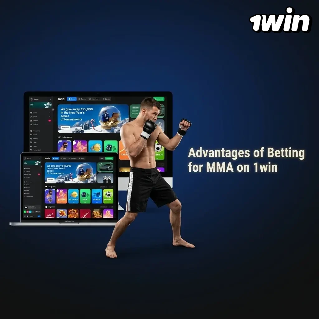 Canadian MMA bettors reviewing 1win advantages including UFC coverage, live betting, mobile app, and 500% welcome bonus