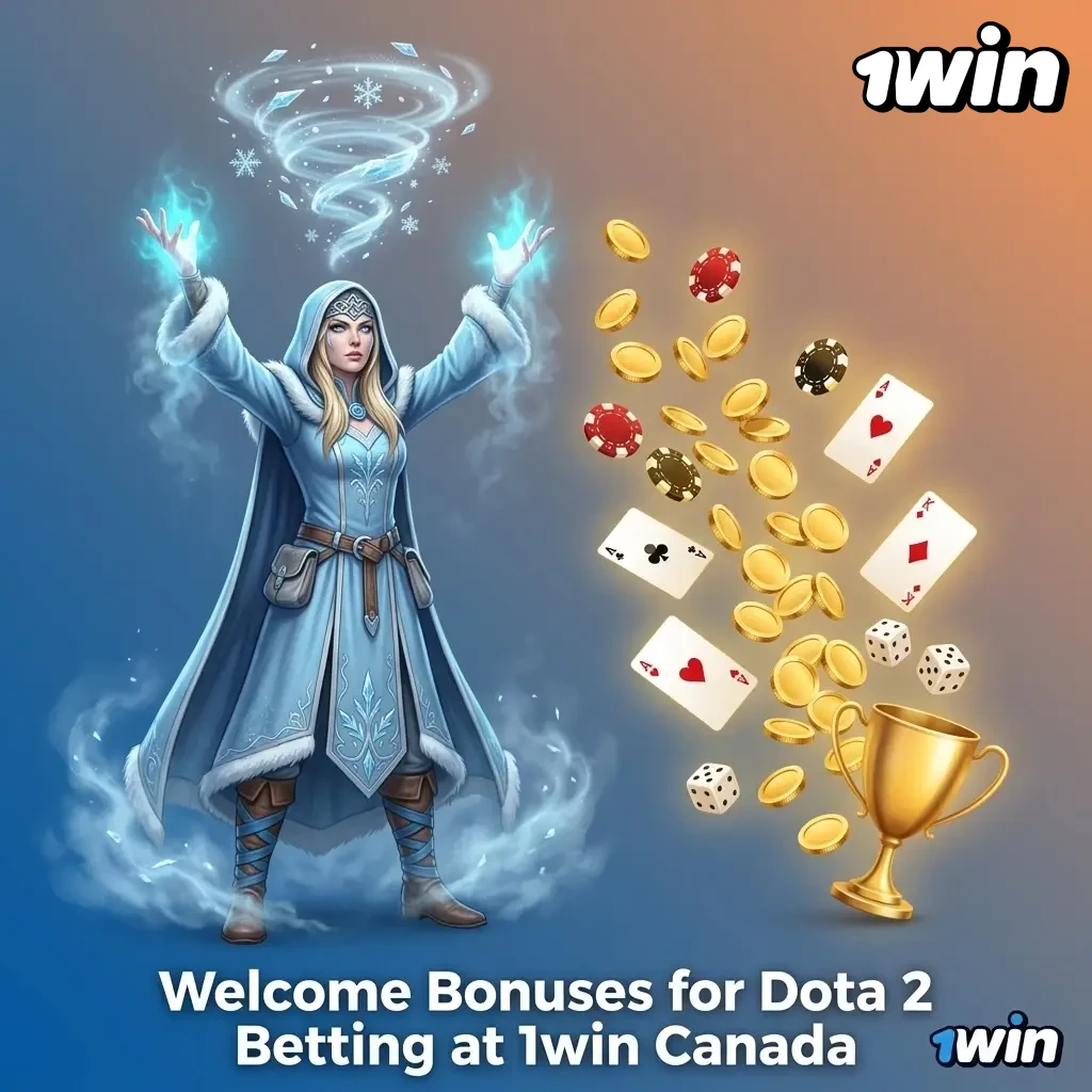 1win Canada welcome bonus offer showing 500% match up to CAD 3,000 for Dota 2 betting with free spins